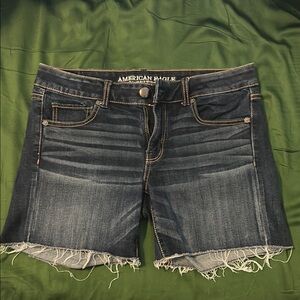 American Eagle Outfitters Blue Jean Shorts with Raw Hem